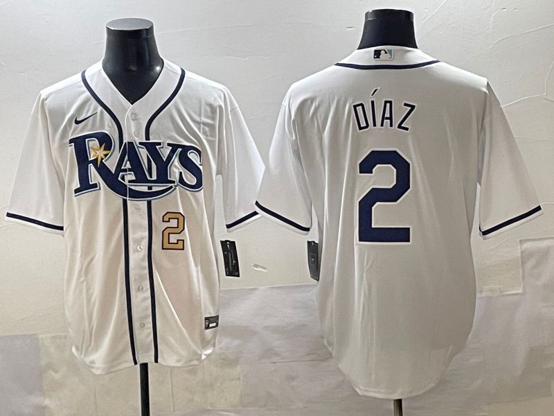 Men 2025 Tampa Bay Rays #2 Diaz White Game Nike MLB Jersey style 2-0